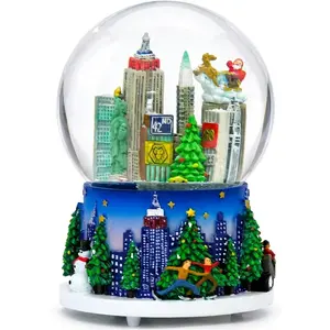 Musical  York City Christmas Snow Globe Rockefeller Center Skyline NYC Snow Globes