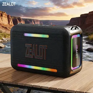 Outdoor Portable Bluetooth Speaker ZEALOT, 120W HiFi Sound with Powerful Bass, IPX7 Waterproof & RGB Lights, Shoulder Strap for Camping/Beach/Home, TWS/DSP & PD Fast Charge Support