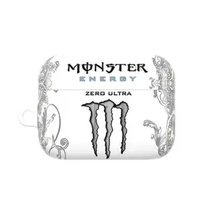 Monster Energy AirPods Pro Case, White Monster AirPod Case, Cool AirPods Pro 2 Cover, Aesthetic AirPods Case, Energy Drink AirPods Accessories, Shockproof Silicone AirPods Cover, Stylish Wireless Earbuds Case