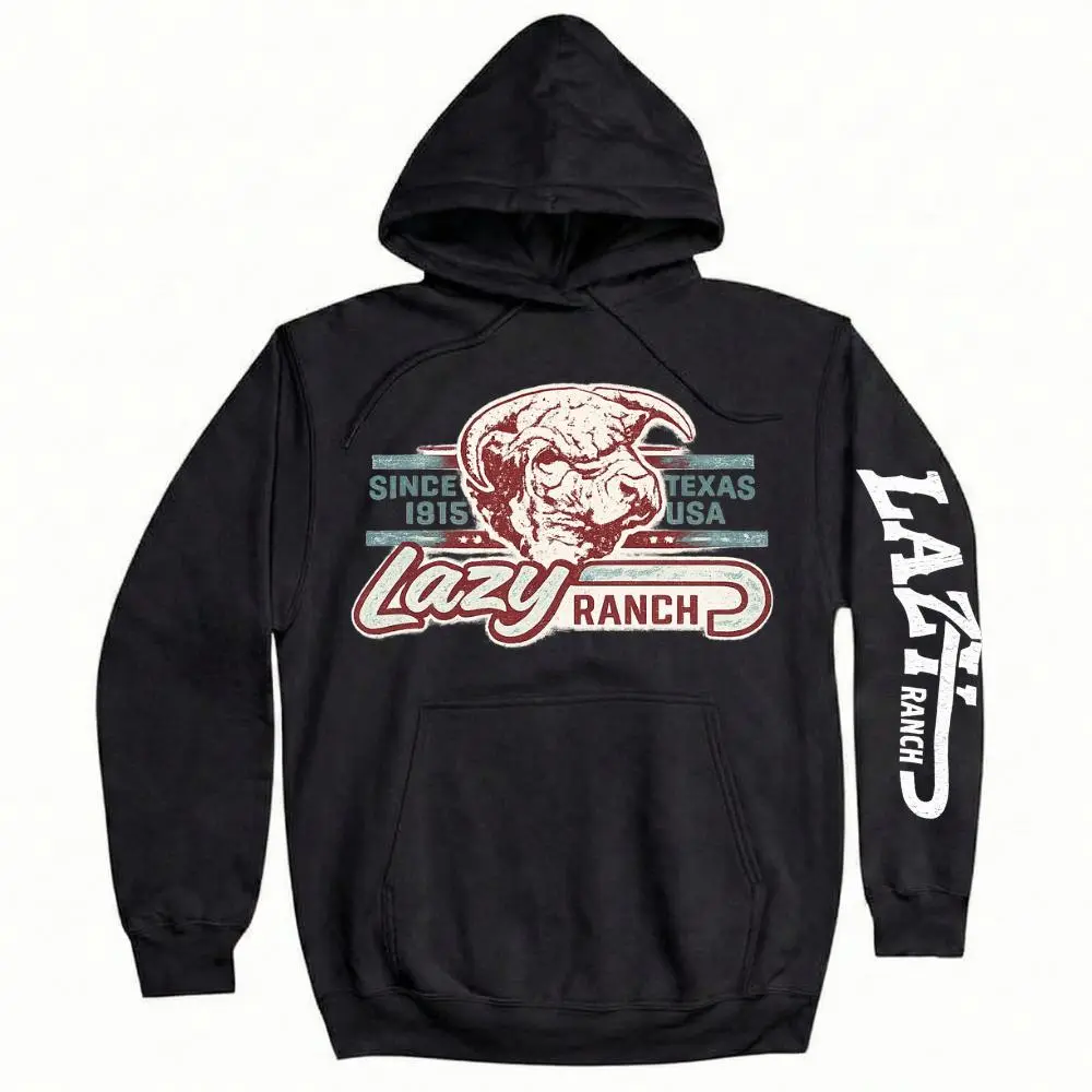 Vintage Lazy J Ranch Cow Hoodie – Western Ranch Graphic Sweatshirt, Cozy Country Aesthetic Hoodie for Women & Men
