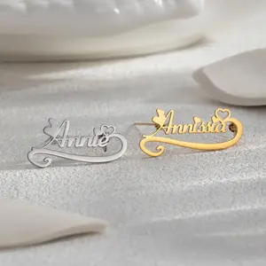 X2195 Personalized Custom Cutting Love Brooch Stainless Steel Love Embellishment DIY Name Brooch Jewelry