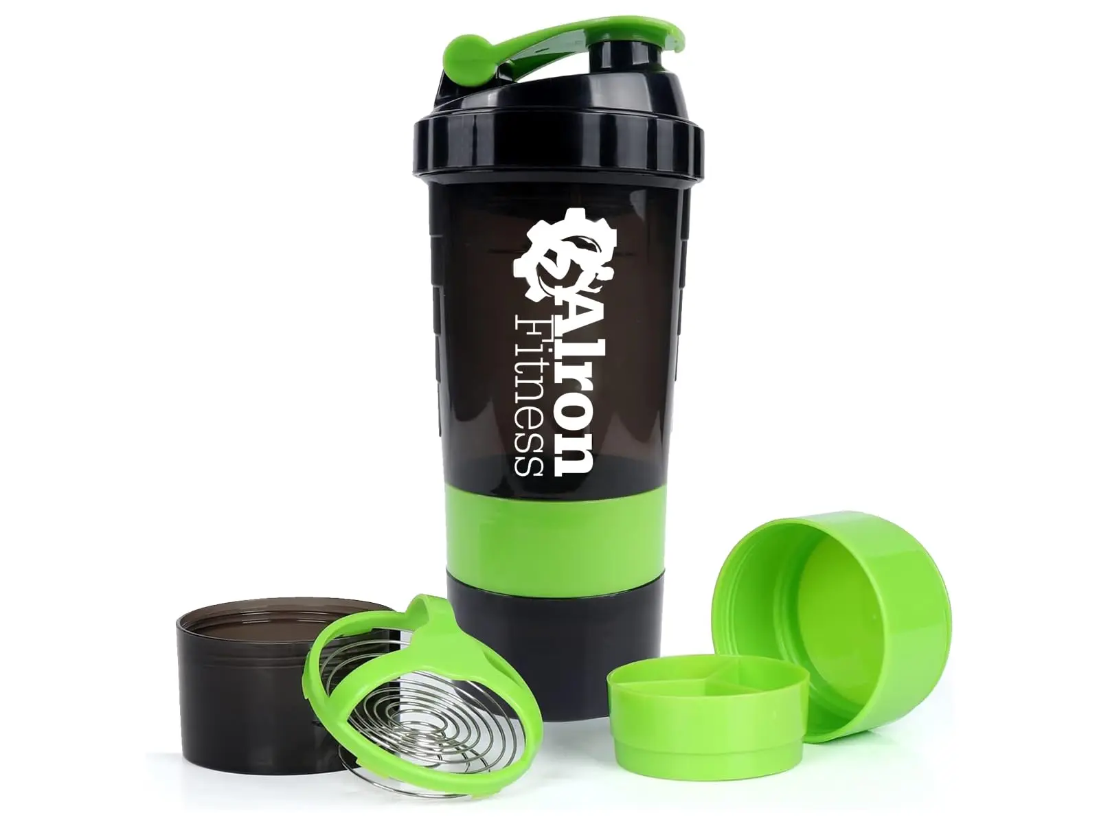 ALRON FITNESS Protein Shaker Bottle 500ml - Premium Gym Protein Shake Cup, Leak-Proof Flip Cap, Mixing Ball & Powder Storage, Perfect for Sports and Workout (16oz) (Blue)