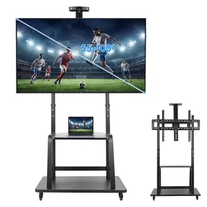Mobile Smart Board Stand for 40-100 in Interactive Whiteboard, 4 Lockable Wheels, Height-Adjustable, 400lbs Weight Capacity, for Classroom & Home Office Use