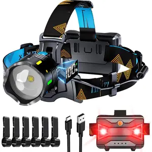 12 Modes 16000 Lux Headlamp Motion Sensor Red Warning Adjustable Focus Energy Saving, More Than 95 Hour Standby Head Lamp, IP65 Waterproof and 125 °   Angle for Camping Hiking Hunting Hardhat : Sports & Outdoors