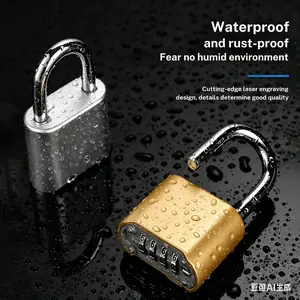 4-Digit Password Combination Lock, Resettable Without Key, 50mm Cut-Resistant, Durable Home Office Lock, High-Quality Metal, Easy Installation