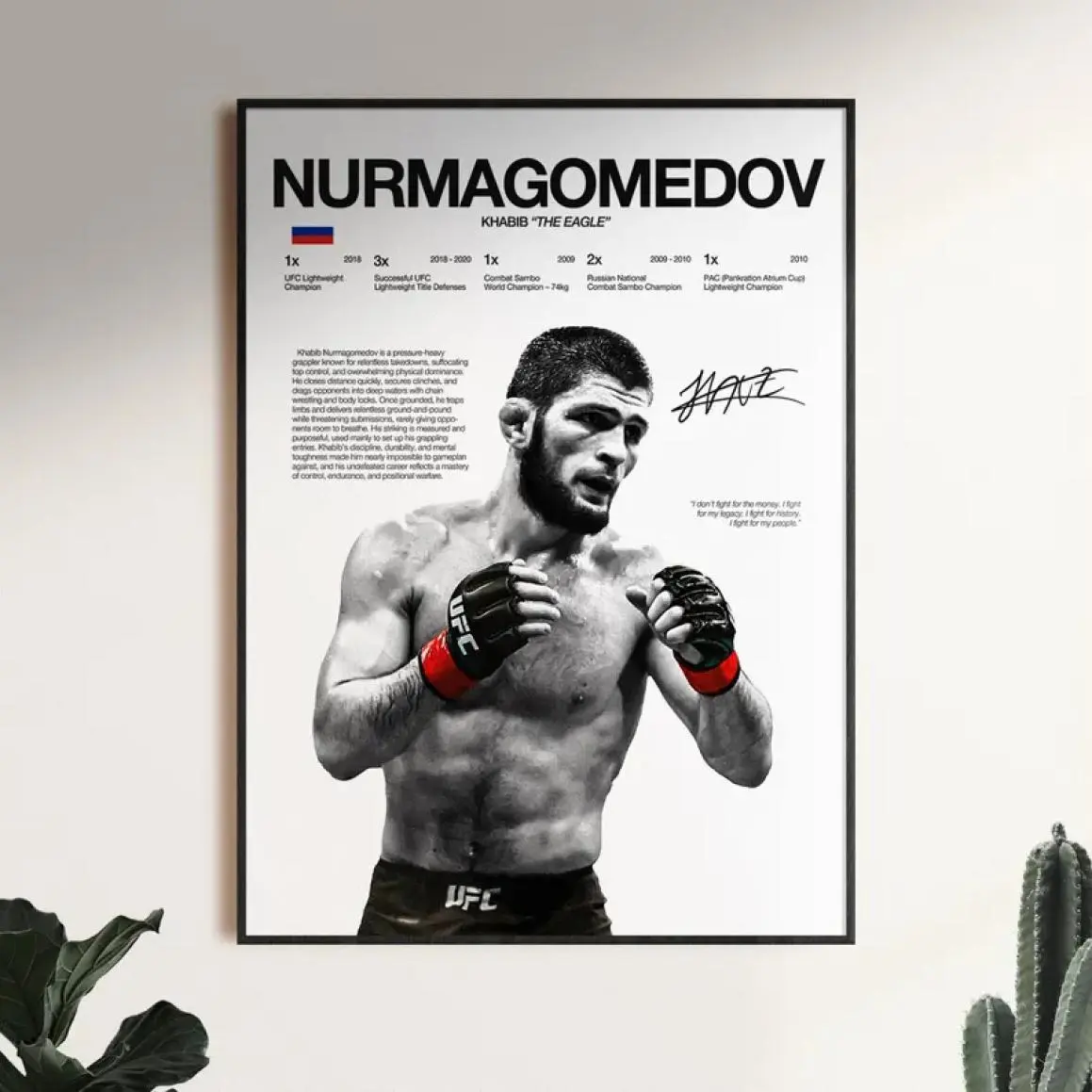 Khabib Nurmagomedov Fighter Poster, MMA Wall Art Print, Combat Sports Champion Decor, Gym Bedroom Man Cave Poster