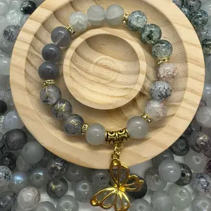 Grey crackle bead mix