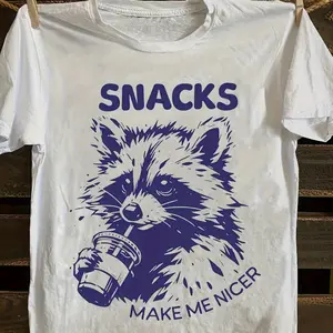 Cute Raccoon Graphic Cotton T-Shirt For Men, Valentine's Day Gift For Him, Vintage Oversized Comfort Casual Outfit