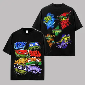 Teenage Mutant Ninja Turtles Graphic T-Shirt, TMNT Vintage Tee, Leonardo Raphael Michelangelo Donatello Retro Cartoon Shirt, 90s Cartoon Streetwear Apparel, Oversized Cotton Tee, Gift For Ninja Turtle Fans Womenswear