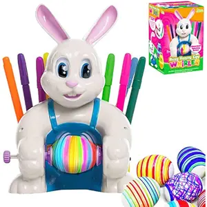 Motorized Easter Egg Decorator Kit, Easter Busy Bunny Egg Spinner Whirler Decorating Machine with 10 Non-Toxic Markers for Kids Craft Activities