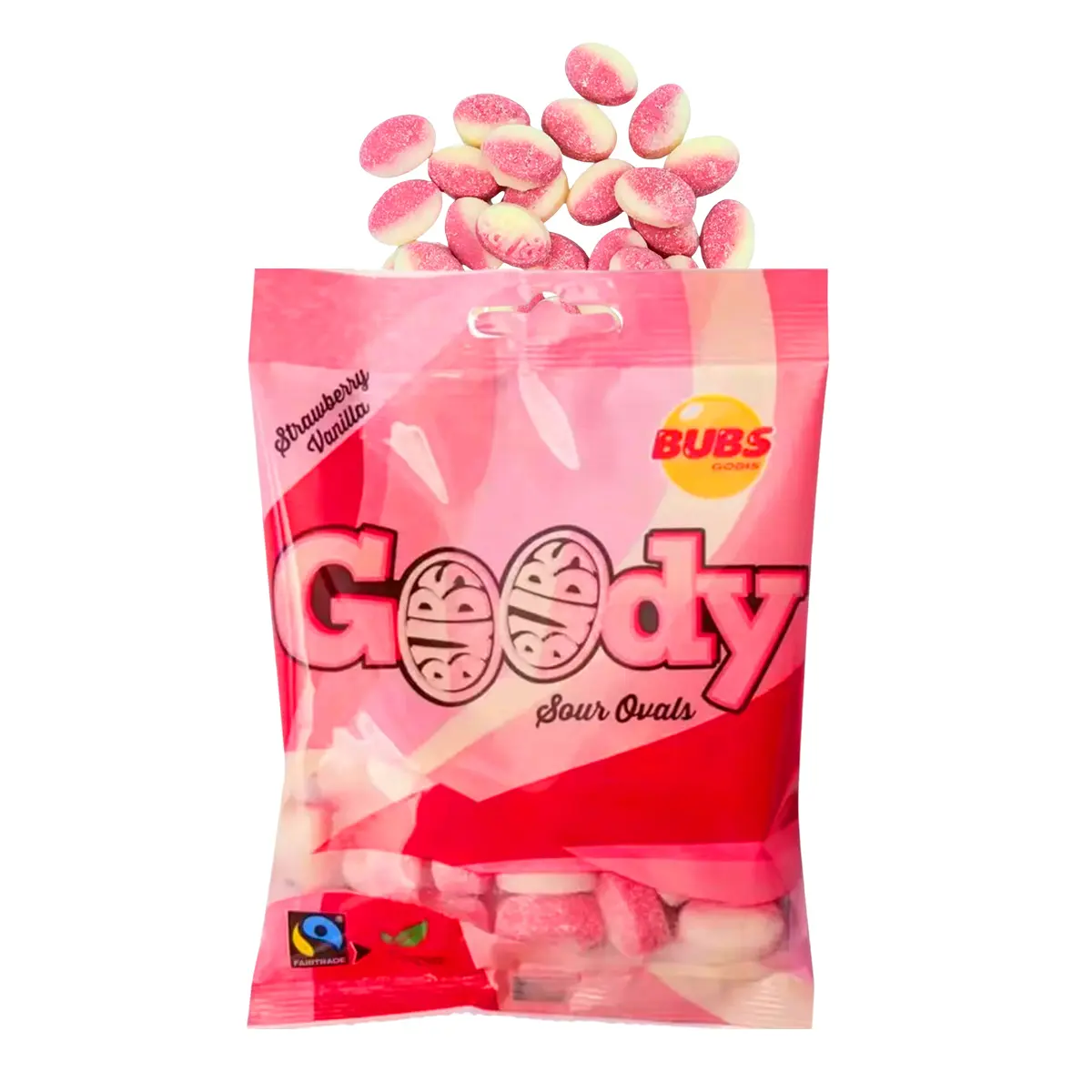 Bubs Goody Ovals Swedish Candy - Strawberry Vanilla Flavor 90g Bag Vegan Snack Bubs Goody Ovals Swedish Candy - Strawberry Vanilla Flavor 90g Bag Vegan Snack