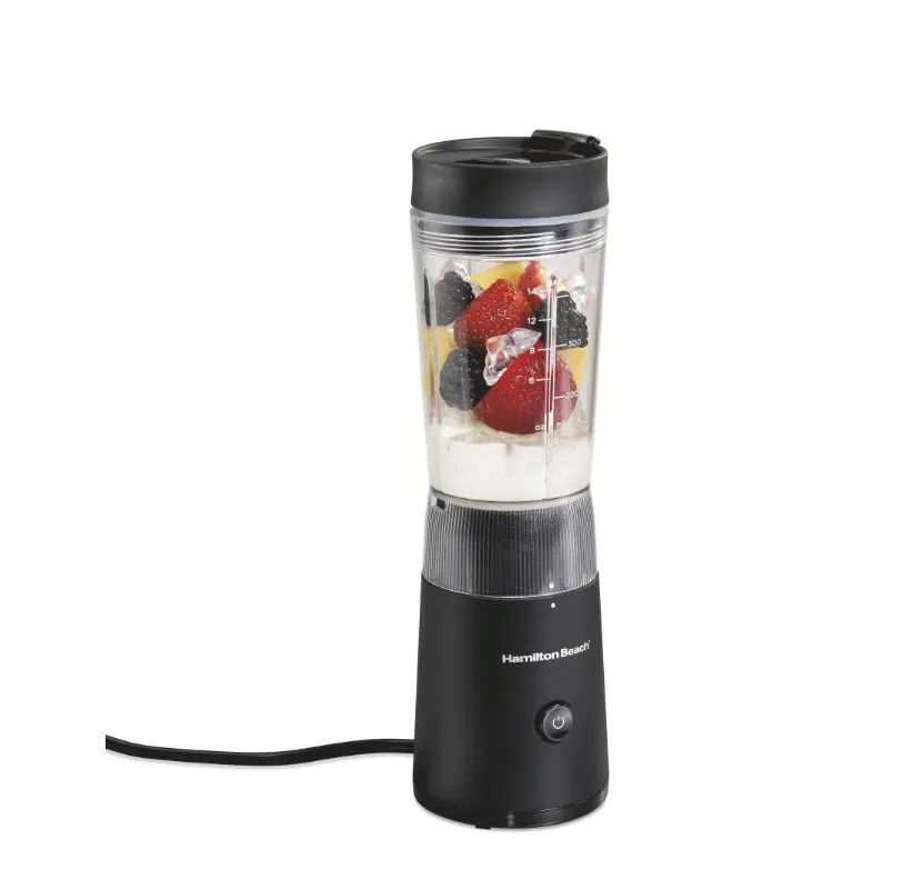 Hamilton Beach Personal Blender with Leak-Proof Travel Lid, 14 oz. jar, black, 51190F Licuadora