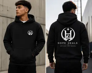 Men's Premium Comfort Mediumweight Hoodie - Hope Heals, Contemporary Cozy Direct-to-Film Tops with Quality Fabric