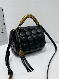 High-recall 2026 new women's bag cylindrical bag handmade bag button classic versatile shoulder crossbody bag pillow handbag