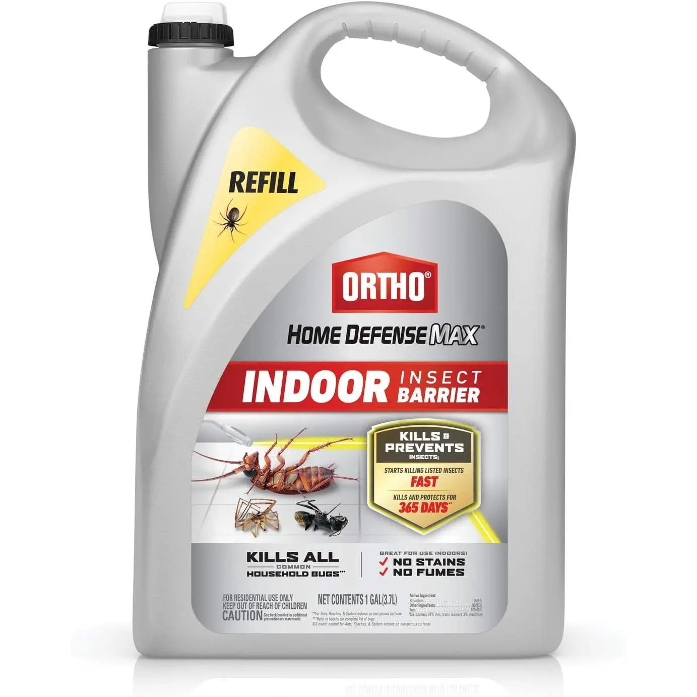 Ortho Home Defense Max Indoor Insect Barrier Refill, Kills Ants, Roaches, Spiders, Fleas and Ticks, 1 gal.