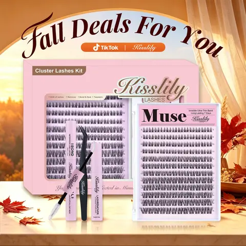 Muse | Kisslily  D Curl False Eyelash Clusters - Invisible Lash Line, Long-Lasting, Waterproof, Super Soft, Beginner-Friendly DIY Lash Clusters for Natural Daily Flawless Voluminous Look #tiktokshopstockup