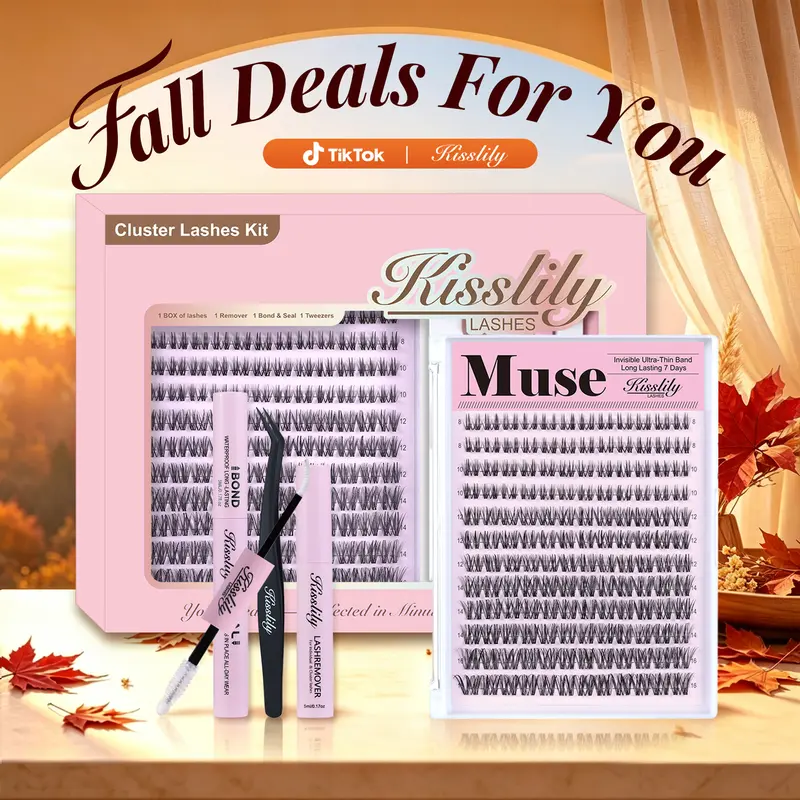 Muse | Kisslily D Curl False Eyelash Clusters - Invisible Lash Line, Long-Lasting, Waterproof, Super Soft, Beginner-Friendly DIY Lash Clusters for Natural Daily Flawless Voluminous Look #tiktokshopstockup