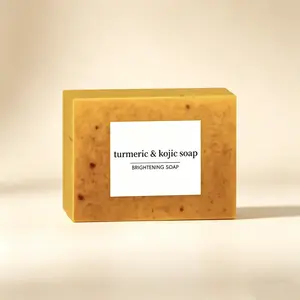 Lemon Curcuma Curcumin Acid Soap Natural Organic Turmeric Kojic Acid Bar for Dark Spots Hyperpigmentation Acne Treatment Deep Cleansing Bubble Net Included