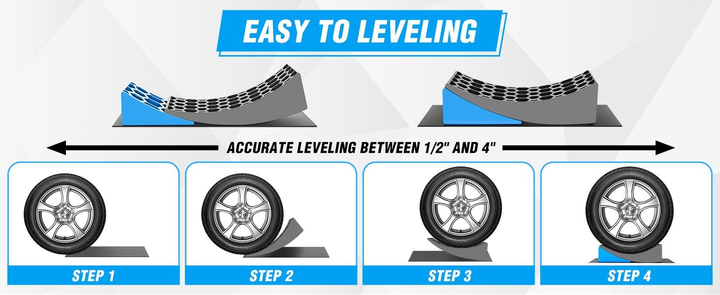 Nilight Camper Leveling Blocks, Leveling System for Single Dual Axle Travel Trailers, Suitable for More Types of Tyres, 2 Packs