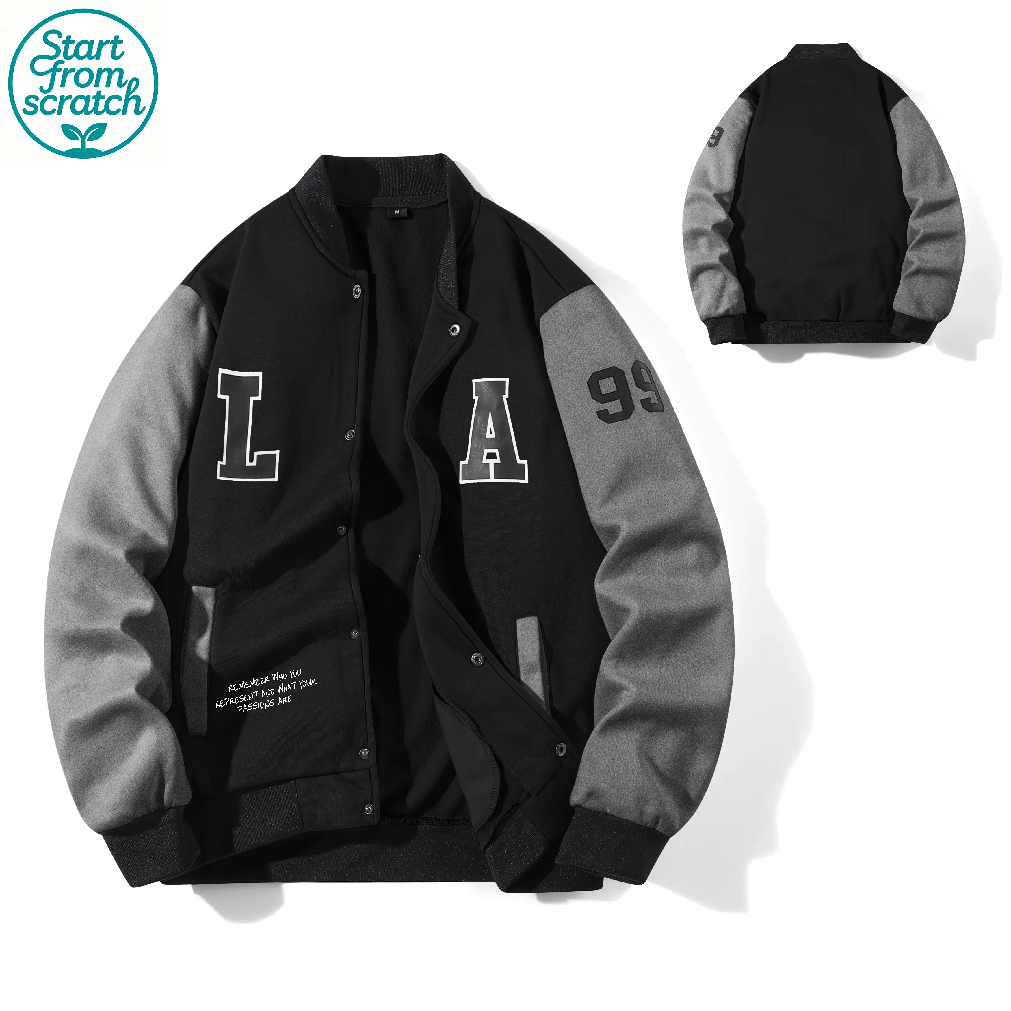 Men’s baseball jacket with LA letter print — button closure — loose fit, versatile for all seasons, comfortable streetwear jacket suitable for casual and formal occasions,Fathersdaygift