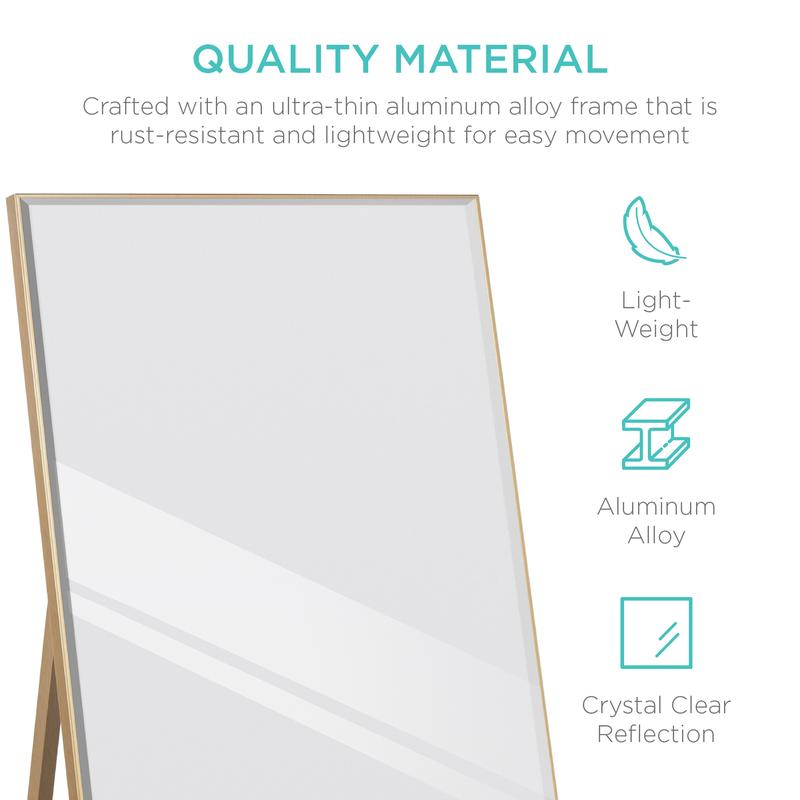 Best Choice Products 65x22in Full Length Mirror, Rectangular Beveled Wall Hanging & Leaning Floor Mirror