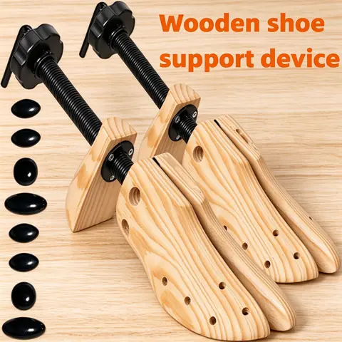 Men/Women's Premium Wood 4-Way Shoe Trees (Pair) - Stretchable Shoe Maintenance Tool with Shape Retention, Flexible Sizing, Home Use Care Protector