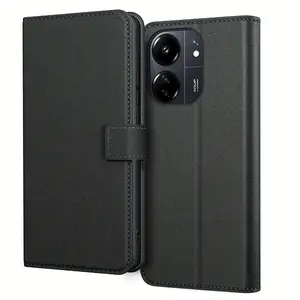 Mobile Phone Case For Xiaomi Redmi 13C / Poco C65, With Kickstand PU Leather Card Slot Black Wallet Flip Protective Phone Case Cover