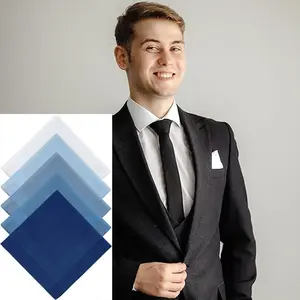 5 Pcs Plain Striped Men's Handkerchief Suit Pocket Handkerchief Fashion Accessories