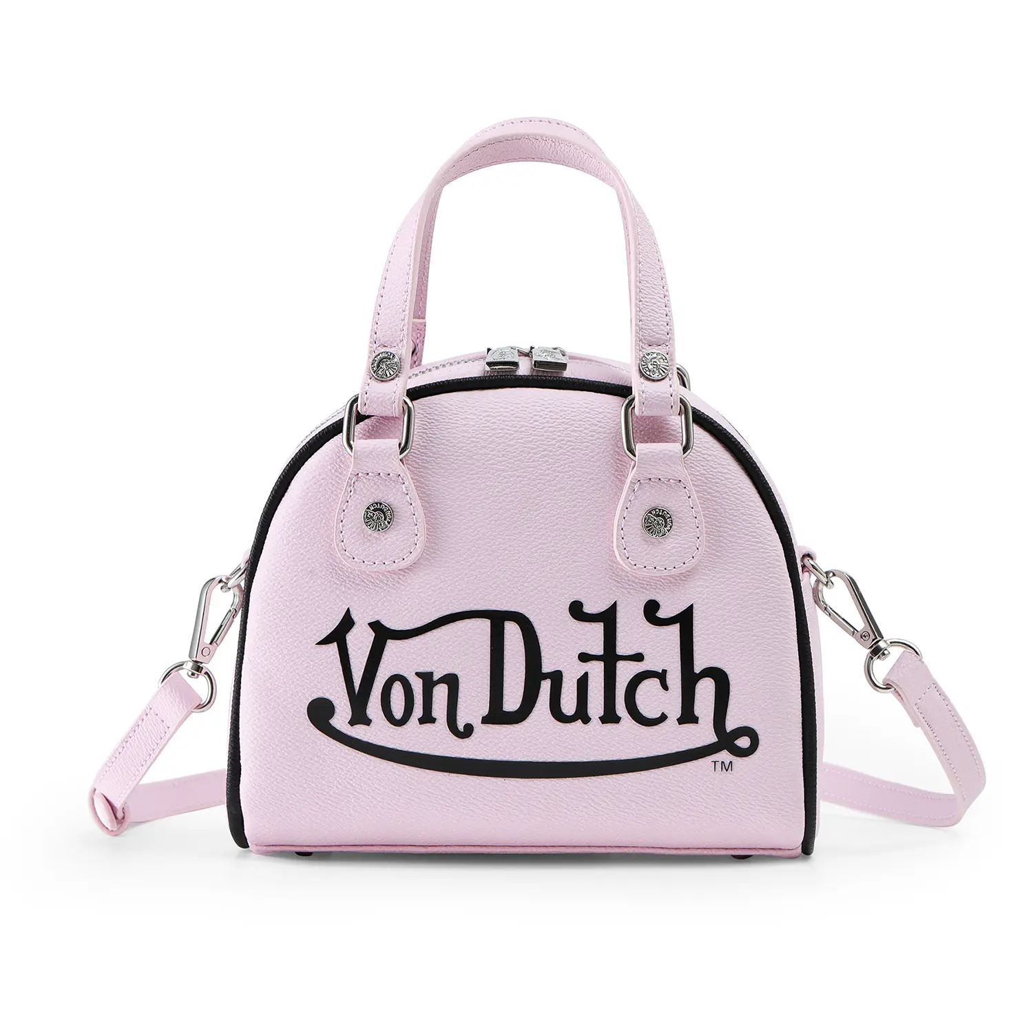 Von Dutch Pink and Black Two-Tone Bowling Bag