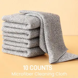10 Counts Microfiber Cleaning Cloth Multifunction Thick Bamboo Charcoal Fiber Cleaning Cloth  Ultra Soft Absorbent Lint Free Streak Free Reusable Cleaning Towels for Household Kitchen Cleaning Premium Kitchen Cloth Dish Towels
