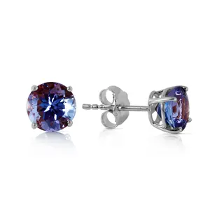0.95 Carat 14k Solid White Gold Tanzanite Stud Earrings