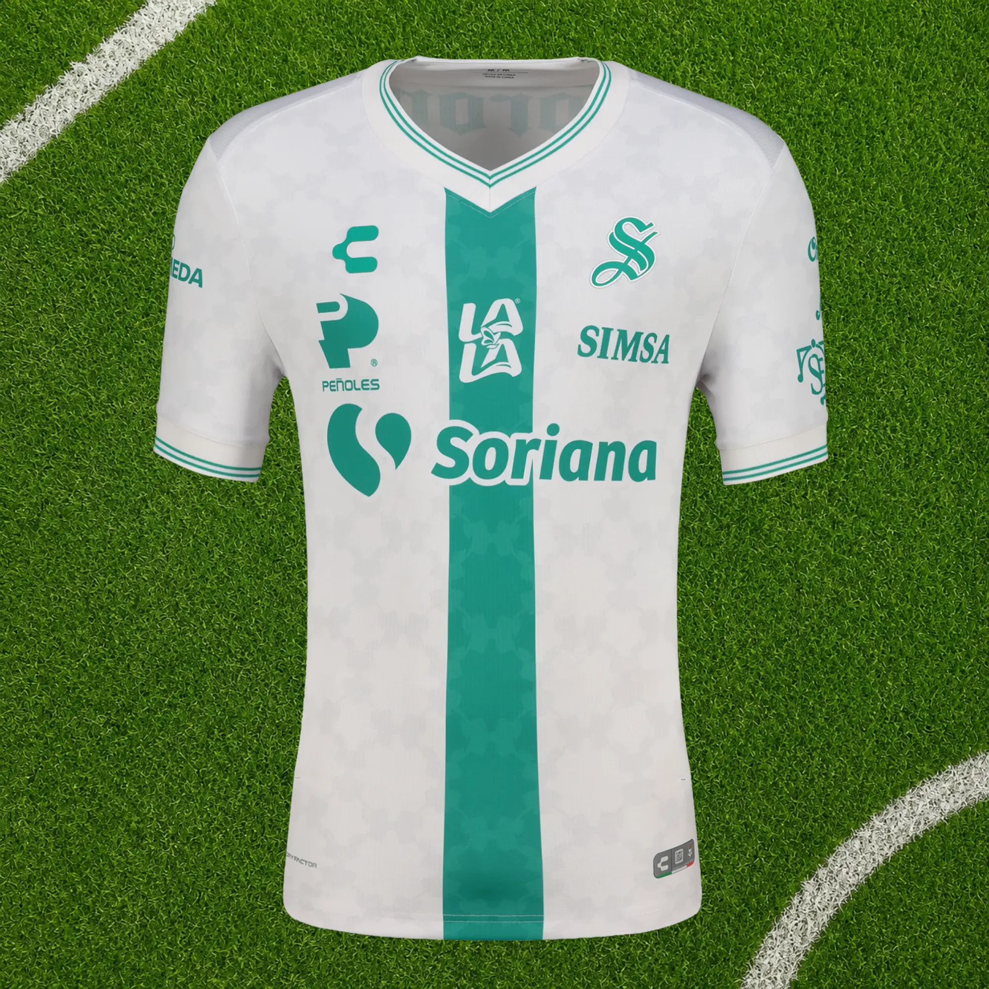 White Santos Laguna Away Soccer Shirt 26-27, Quick-Dry Soccer Jersey, Breathable Short Sleeve Game Day Top, Liga MX Fan Gear
