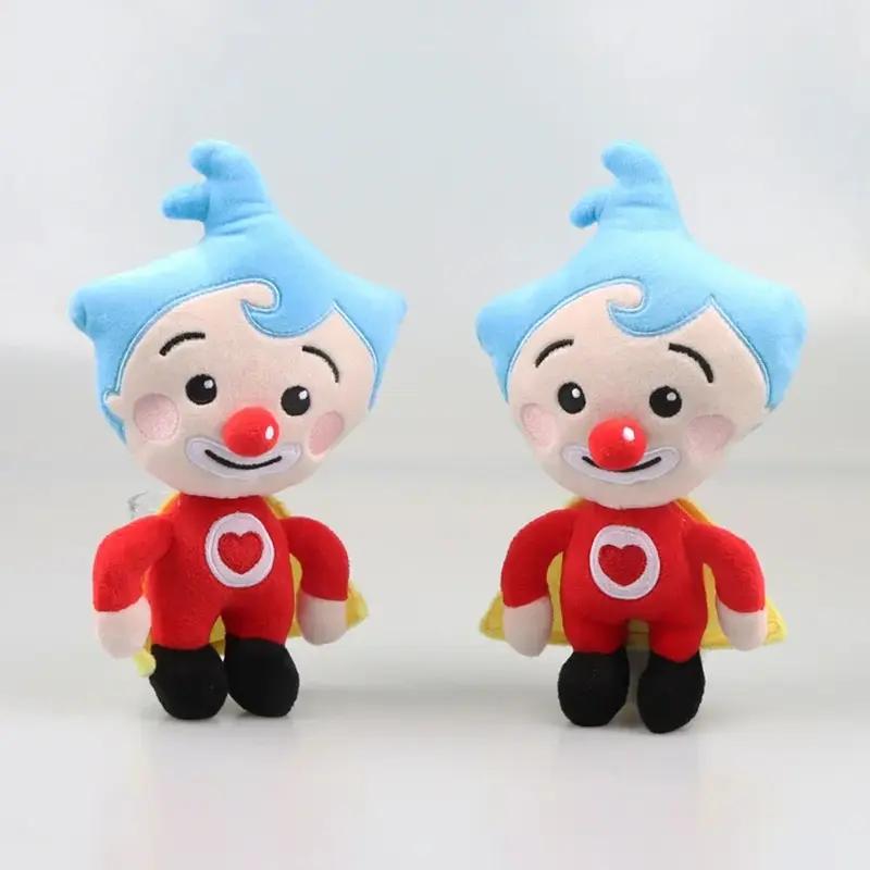 25cm Plim Clown Plush Toy Kawaii Clown Soft Stuffed Anime Doll Perfect Birthday Holiday Gift for Kids Blue Hat Red Suit