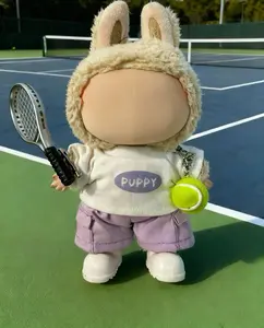 【Clothes Only】5pcs Tennis Sportswear Outfit Set for labub with crossbody tennis Racket Shoes Toy Accessories Outfit Set Tennis Sportswear