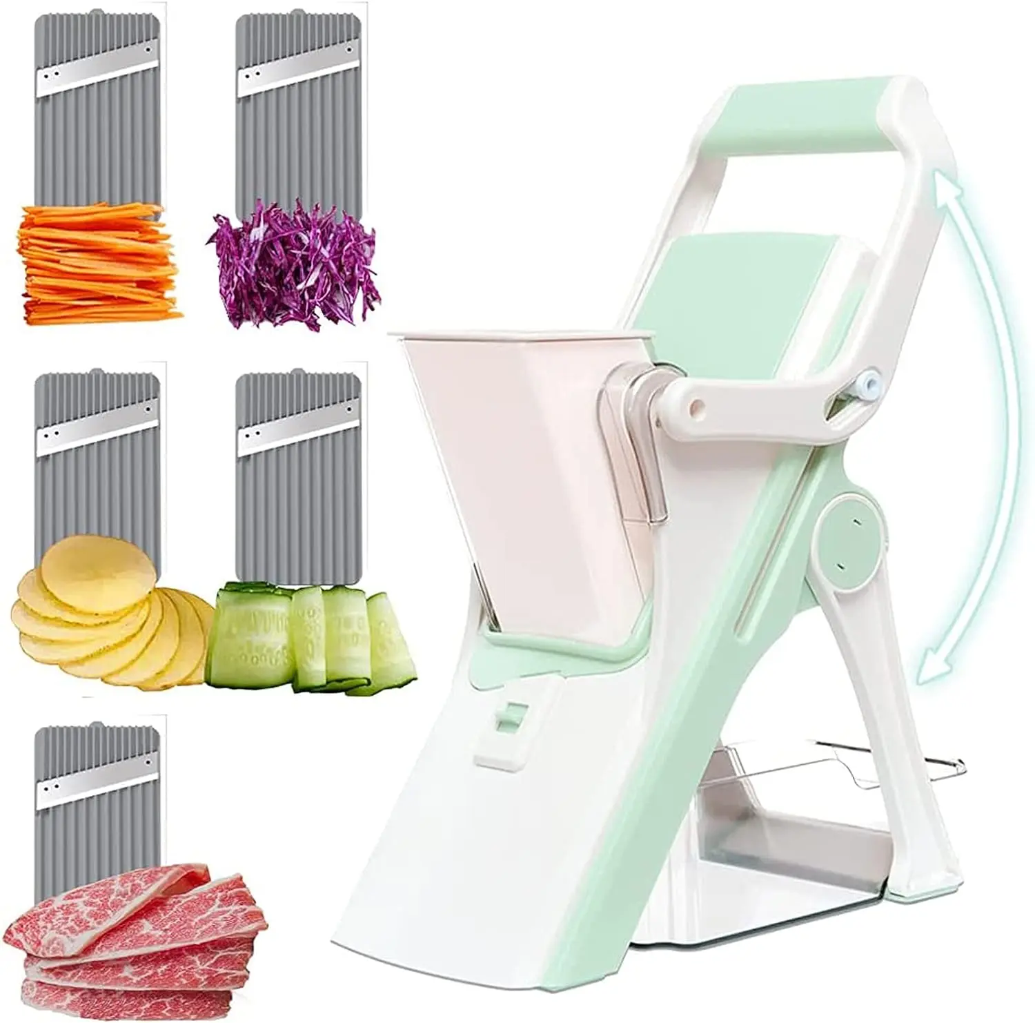 Upgrade Mandoline Slicer Safe Vegetable Chopper-Julienne Dicer for Kitchen, Potato Slicer, Adjustable Vegetable Cutter with Container, Multifunctional 6 in 1 Food Chopper