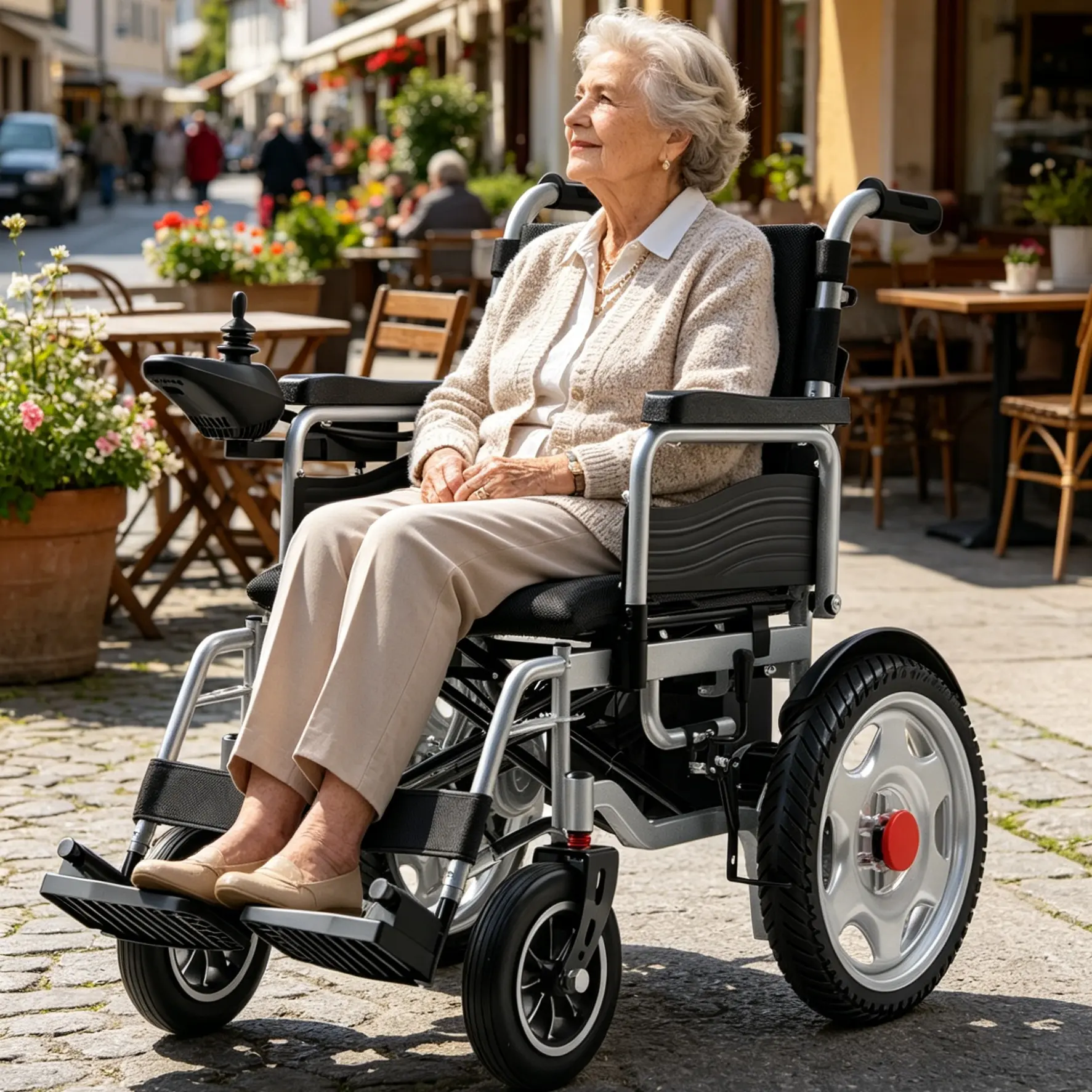 HOMYKING Foldable Folding Wheelchair - 250W Dual Motor, 15km Range Battery, 8-Hour Continuous Use, 12-in Solid Large Tire, 300 lbs Capacity, 360-Degree Maneuverability, Space-Saving Portable Travel Wheelchair，power wheelchair