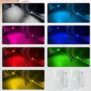 2 Pcs Tesla Door Lights, Compatible with Model 3/Y/S/X, Dedicated RGB Seven-Color Logo Door Welcome Lights, Door Puddle Lights, Automotive Accessories, Plug-and-Play No Drilling Required, High Light Transmittance LED Smart IC Puddle Lamps