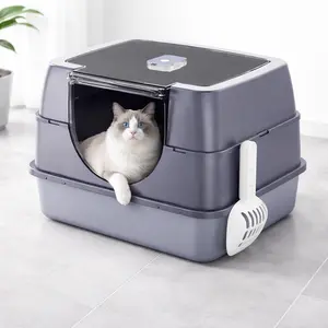 Enclosed Cat Litter Box with Lid, Large Covered Anti-Splash Kitty Litter Pan, Detachable Easy-Clean Cat Toilet for Indoor Cats High-Sided Trash Can eco friendly