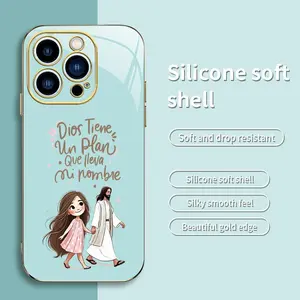 God Has a Plan Jesus Phone Case — Cute Spanish Christian Faith Gold-Edge Cover for iPhone 15 Pro — 975