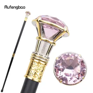 Pink Diamond Type Golden White Walking Cane Fashion Decorative Walking Stick Gentleman Elegant Cosplay Cane Knob Crosier Hiking Stick Hiking Pole Hiking Gear 90cm