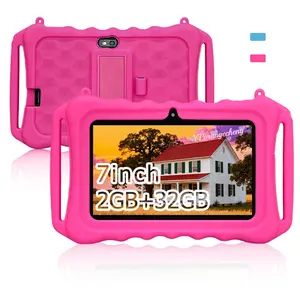 7-Inch Android Kids Tablet, Online Class Ready, Shockproof Case, 5G WiFi, HD Screen, Dual Camera, Parental Control, Pink & Blue, Holiday Gift (USB Cable, No Adapter).