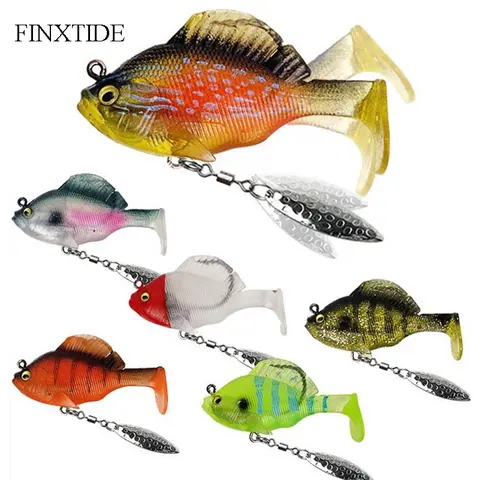 FINXTIDE 6Pcs Pre-Rigged Jig Head Soft Fishing Lures,Paddle Tail Swimbaits/3D Eyes/Spinner Blades for Bass Fishing,Hidden Ultra-Sharp Hook in The top fin,Fishing Bait for Freshwater Saltwater Dealsforyoudays Outdoorfun Fathersdaygift