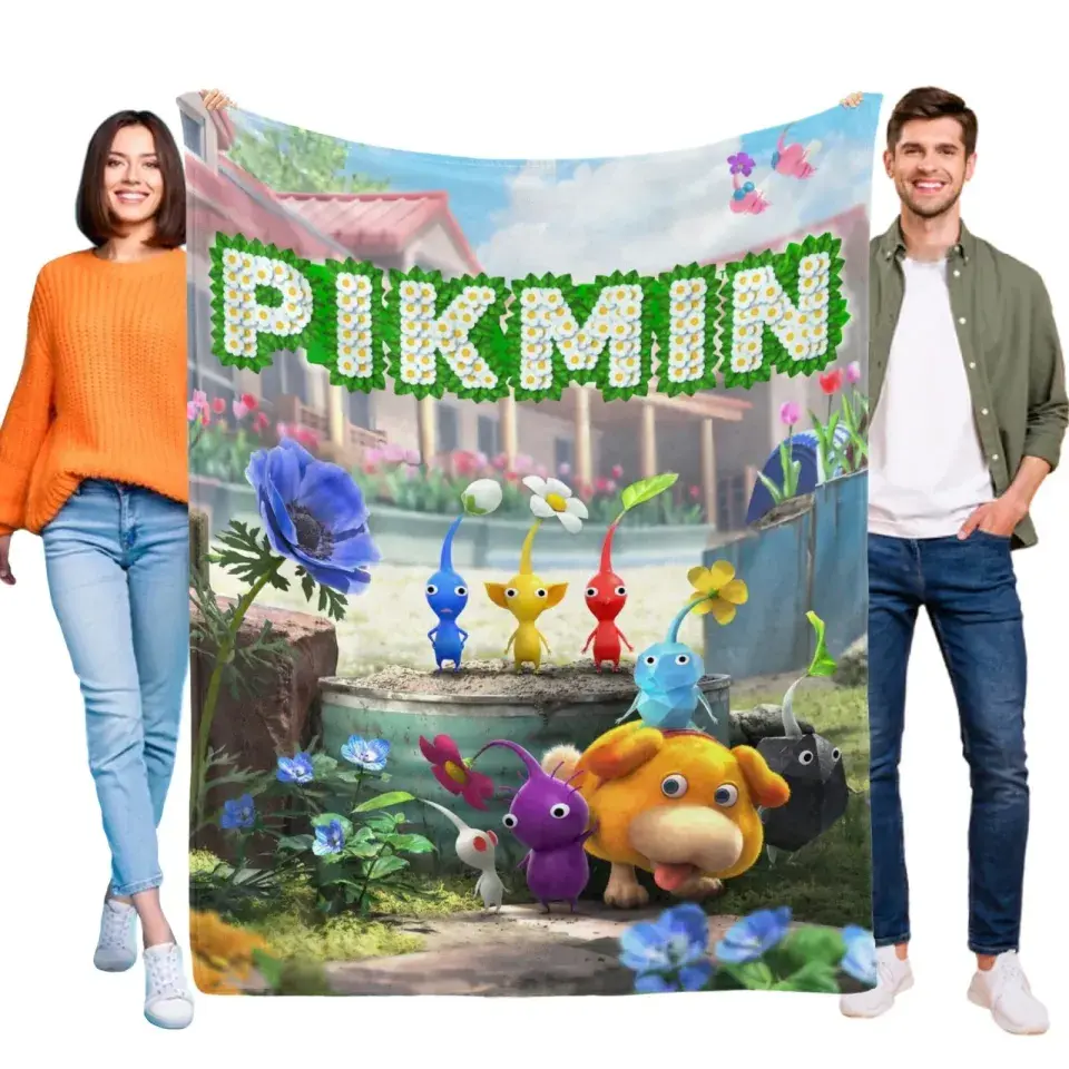 pikmin blanket, gaming throw blanket, video game blanket, pikmin gift kids, gamer room decor, soft flannel blanket, kids birthday gift, anime throw blanket, couch blanket kids, pikmin game decor