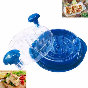 Chicken Shredder Tool Twist Large Capacity - Heavy Duty Meat Shredder for Chicken Breast, Pulled Pork & Beef - Visible Lid, Anti-Slip Base, , Dishwasher Safe -  Meal Prep Tool (Blue)