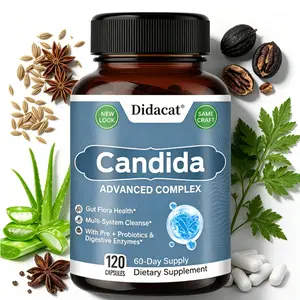 Didacat Candida Advanced Complex with Oregano, Probiotics & Digestive Enzymes - Multi-System Cleanse for Gut Flora & Immune Health, 120 Capsules