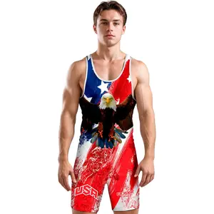 Exxact Sports Sublimated Adult Wrestling Singlet - Premium Powerlifting Singlet for Men Singlets (Burashy usa)