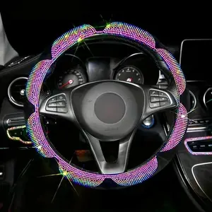 Rhinestone Decor Car Steering Wheel Cover, Universal Car Anti-slip Steering Wheel Protector, Auto Steering Wheel Protector for Women Girls Men