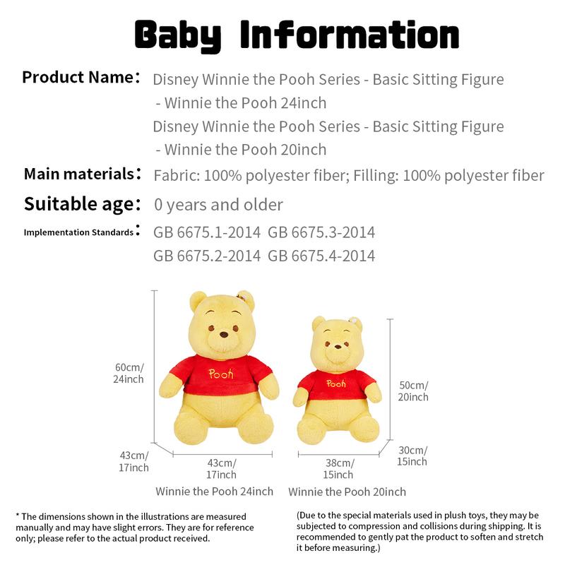 【Holiday Gift】Disney Winnie the Pooh Basic Series Sitting Plush Doll 31.5inch/19.69inch, Adorable Classic Character Stuffed Toy, Suitable Gift for Women & Fans, Holiday & Holiday Haul & New Year