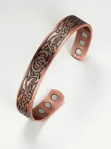 Unisex Simple Style Copper Bangle Bracelet, Trendy Minimalist Magnetic Cuff Bangle, Adjustable Bangle, All-match Vintage Jewelry As Birthday Gift for Friends