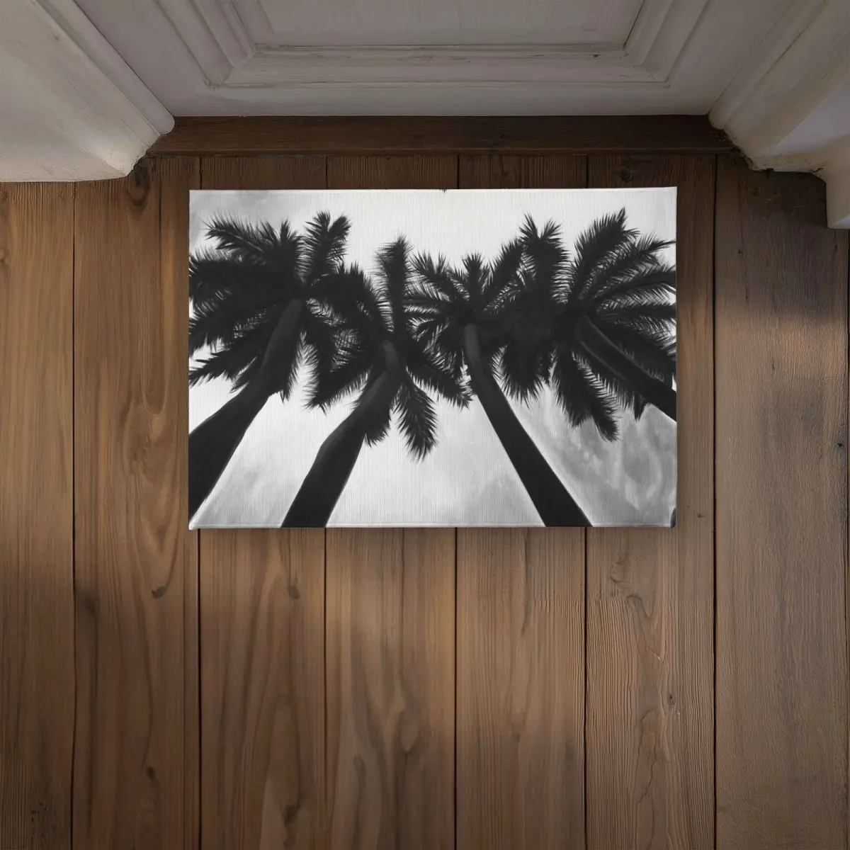 Begin Home Decor CODM1724W7FAC9 17 x 24 in. Monochrome Palm Trees Door Mat - Stylish Indoor & Outdoor